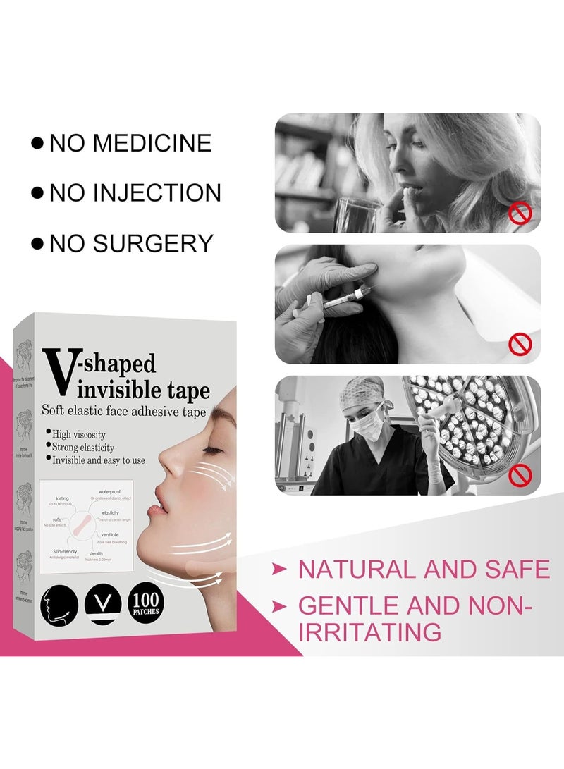 V-Line Face Lift Tape - 100 PCS Invisible Lifting Strips for Double Chin Reduction, Wrinkle Concealment & Skin Tightening - Image 5
